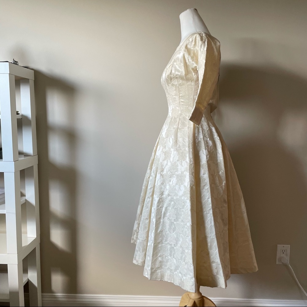 XS New Look, 1948 Cotton Brocade Dress, mint but needs zip - Picture 13 of 13